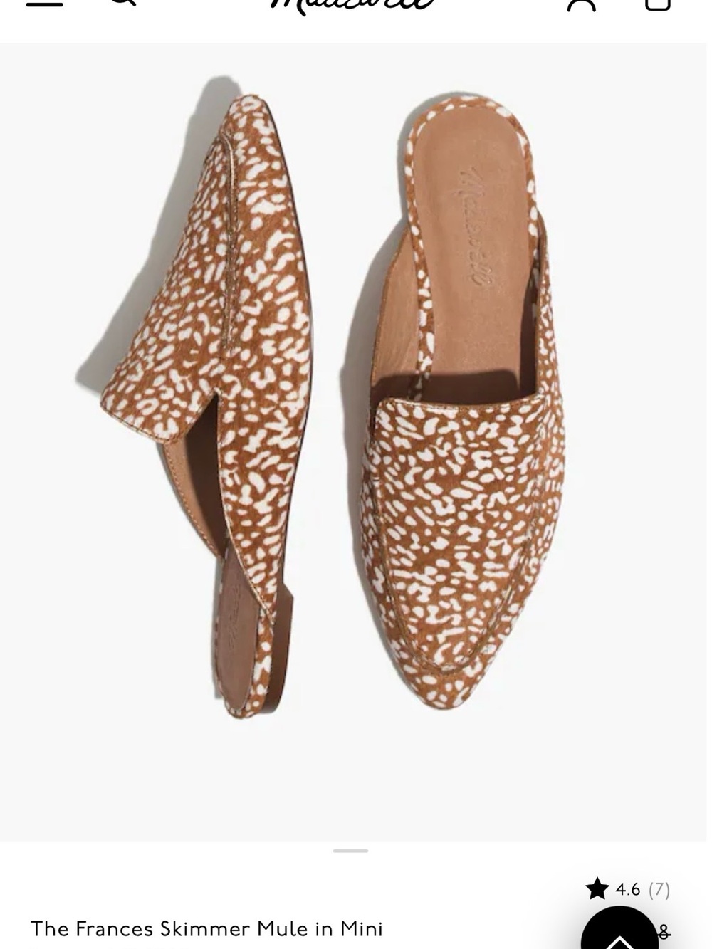Madewell Tan and White Patterned Pointed-Toe Mule